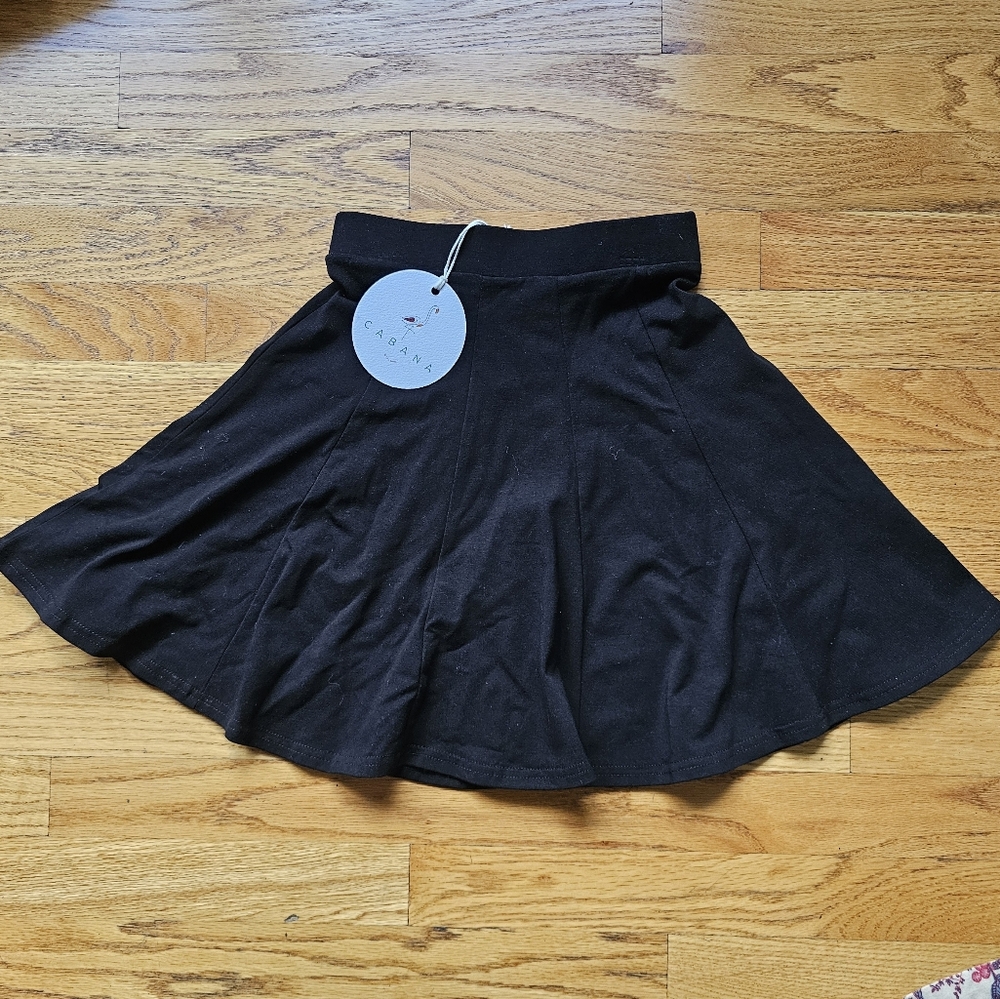 Cabana Girls Cotton Black Panel Skater Skirt